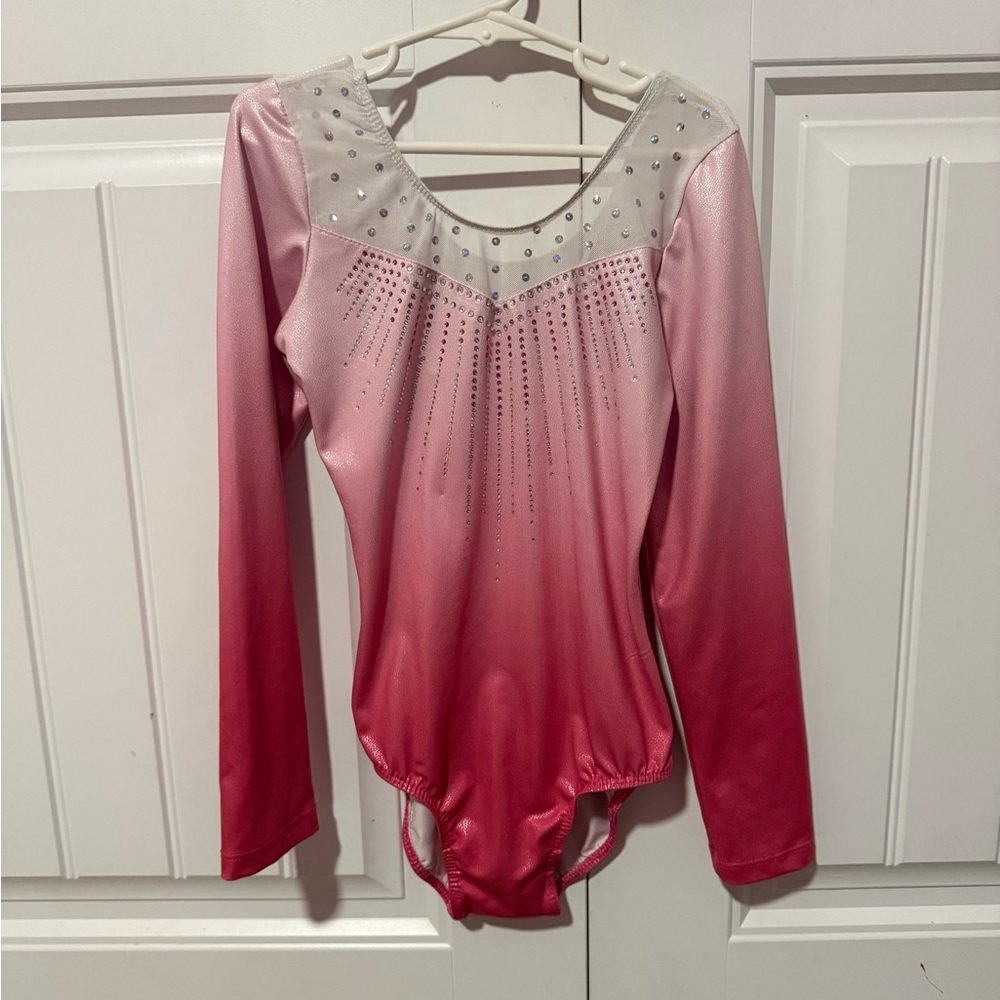 Pink and White Rhinestone Leotard